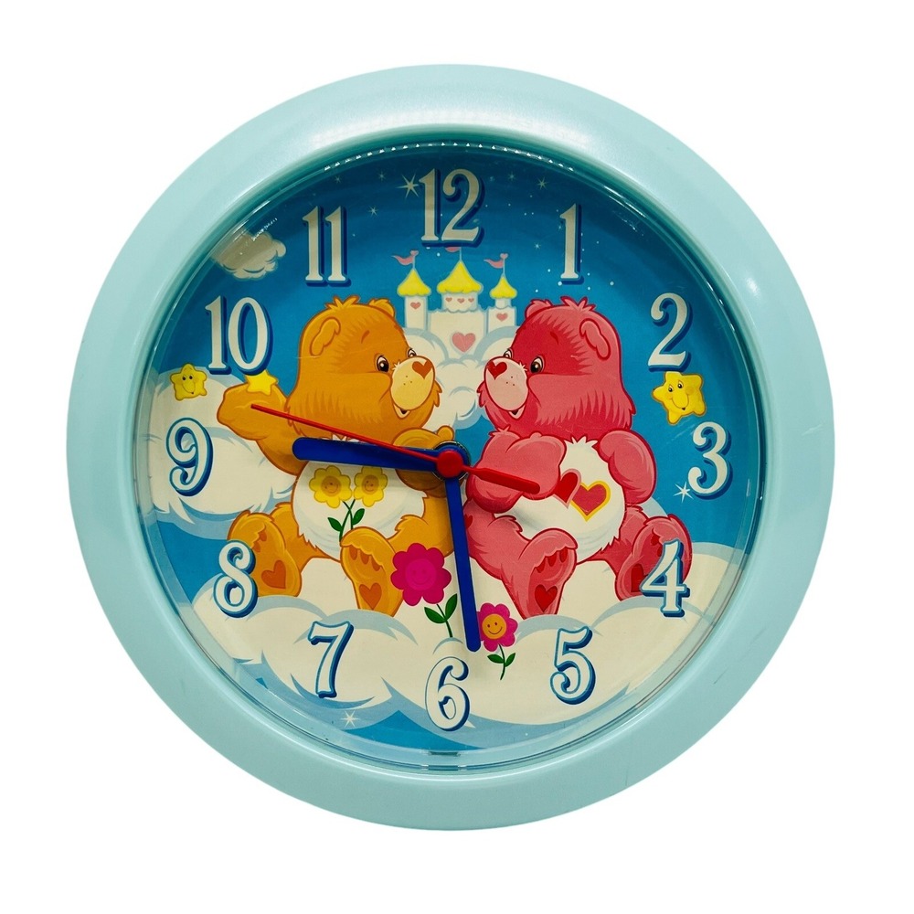 Care Bears 2003 Wall Clock Love A Lot & Friend Bear - Nursery Room Clock - Works
